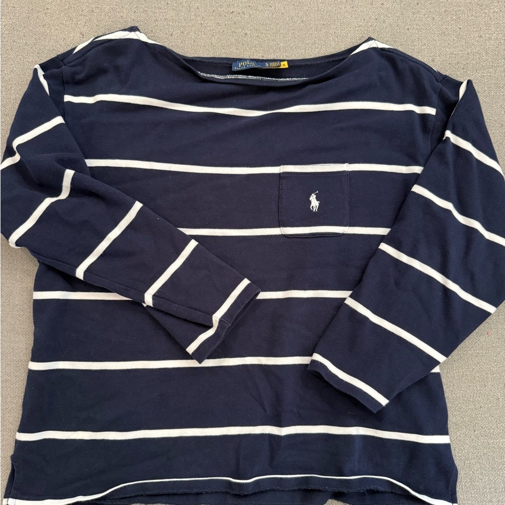 Polo by Ralph Lauren Dark Blue and White Striped Shirt